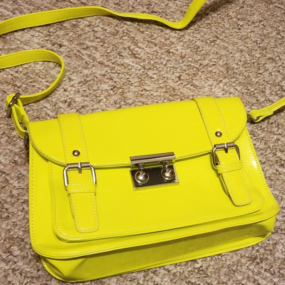Green/Yellow vinyl patented Purse.
